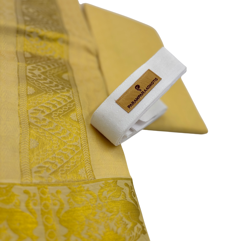 Groom Special Traditional Embossed Jacquard Silk Dhoti & Shirt Fabric