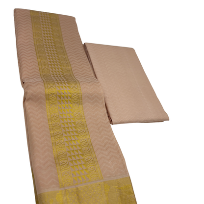 Groom Special Traditional Embossed Jacquard Silk Dhoti & Shirt Fabric
