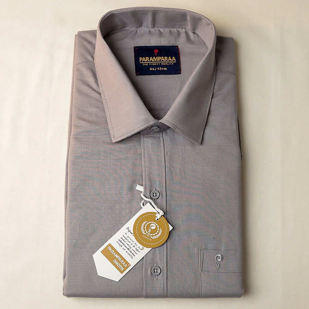 Aarambam Cotton Gray Mens shirt and Dhotis -  -  Paramparaa Dhotis