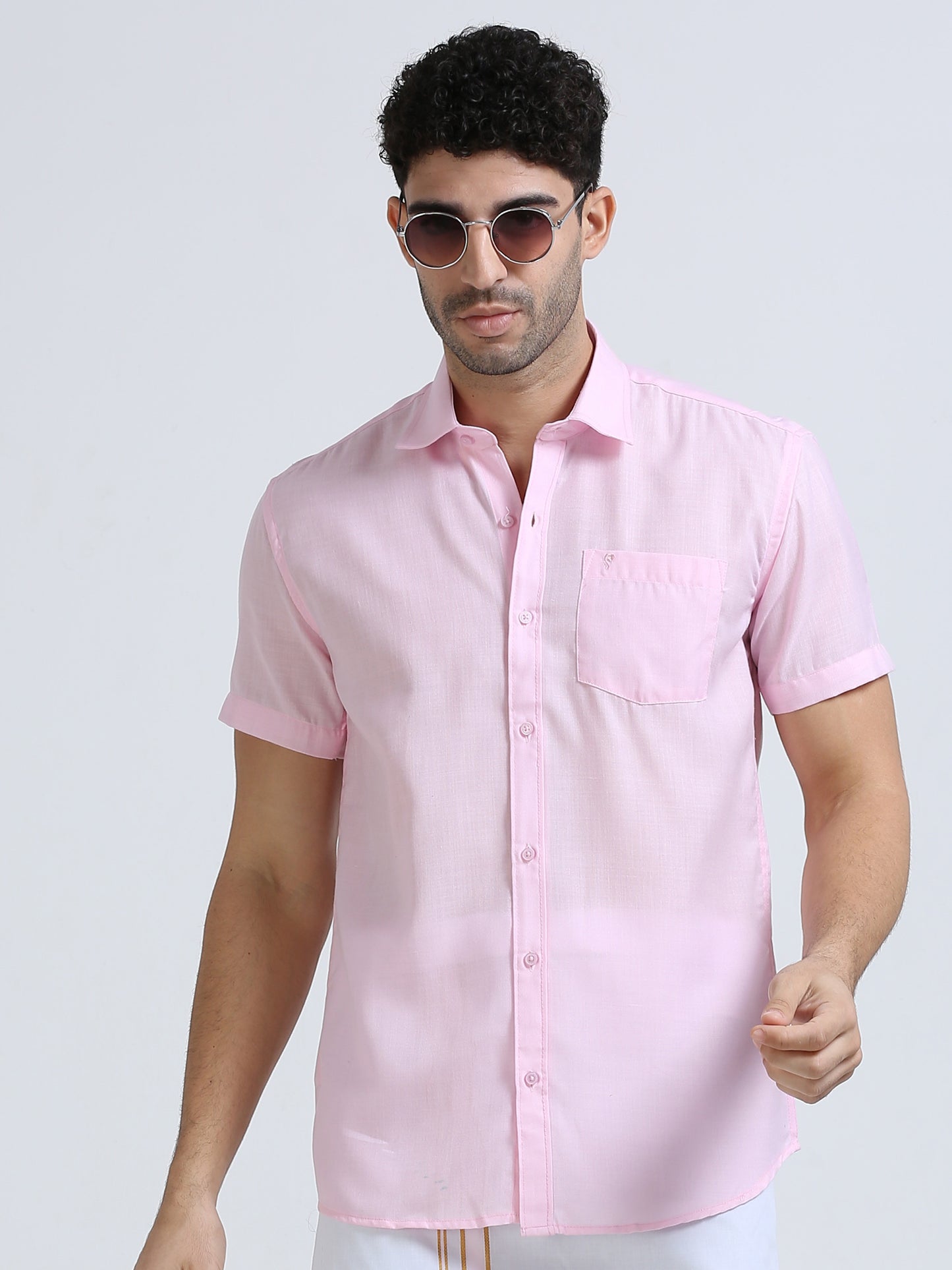 Aarambam Cotton L. rose Mens shirt and Dhotis -  -  Paramparaa Dhotis