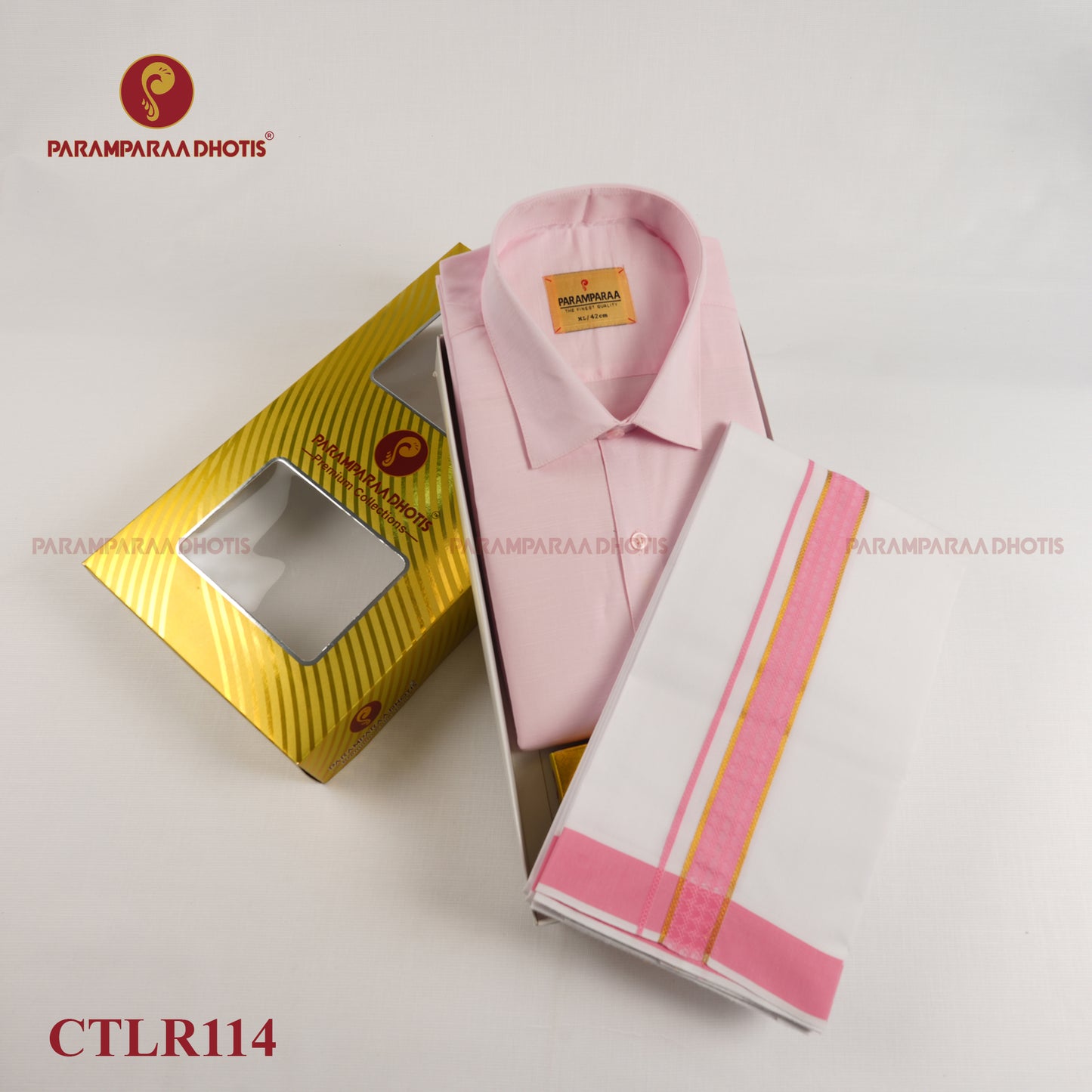 Aarambam Cotton L. rose Mens shirt and Dhotis -  -  Paramparaa Dhotis