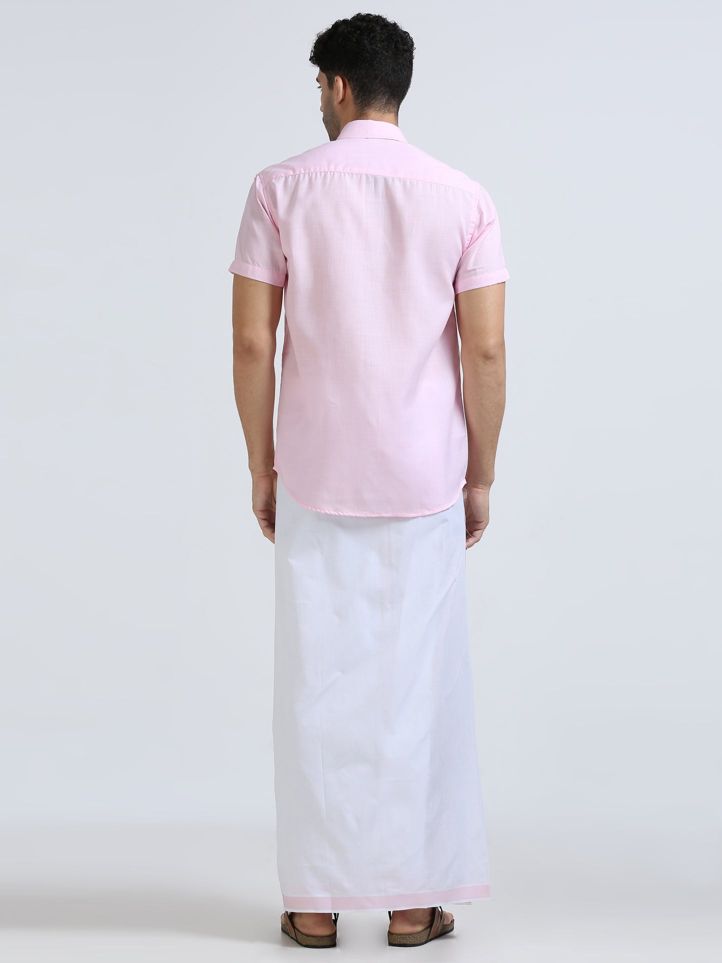 Aarambam Cotton L. rose Mens shirt and Dhotis -  -  Paramparaa Dhotis