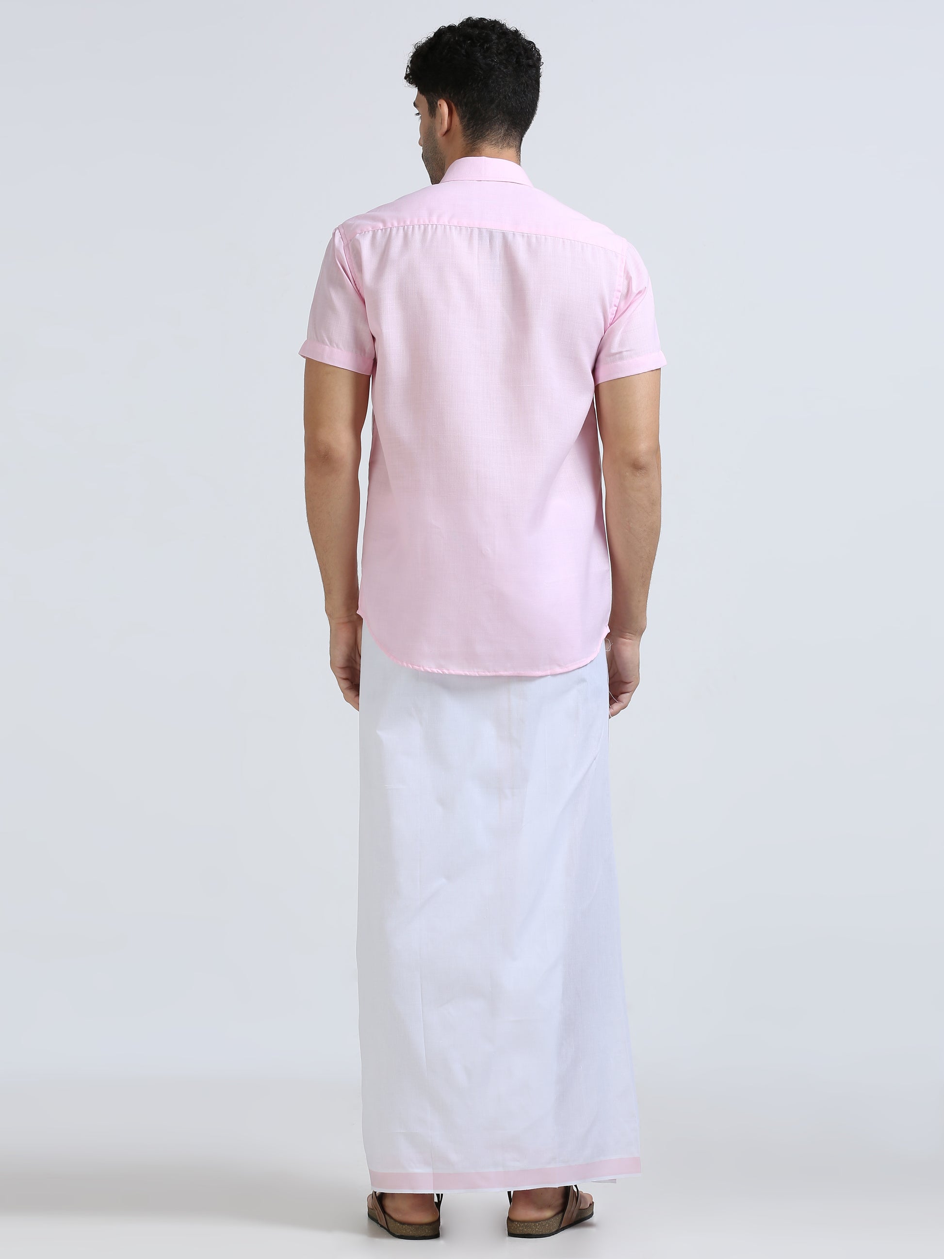 Aarambam Cotton L. rose Mens shirt and Dhotis -  -  Paramparaa Dhotis