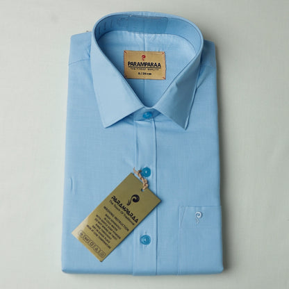 Aarambam Cotton Sky blue Mens shirt and Dhotis -  -  Paramparaa Dhotis
