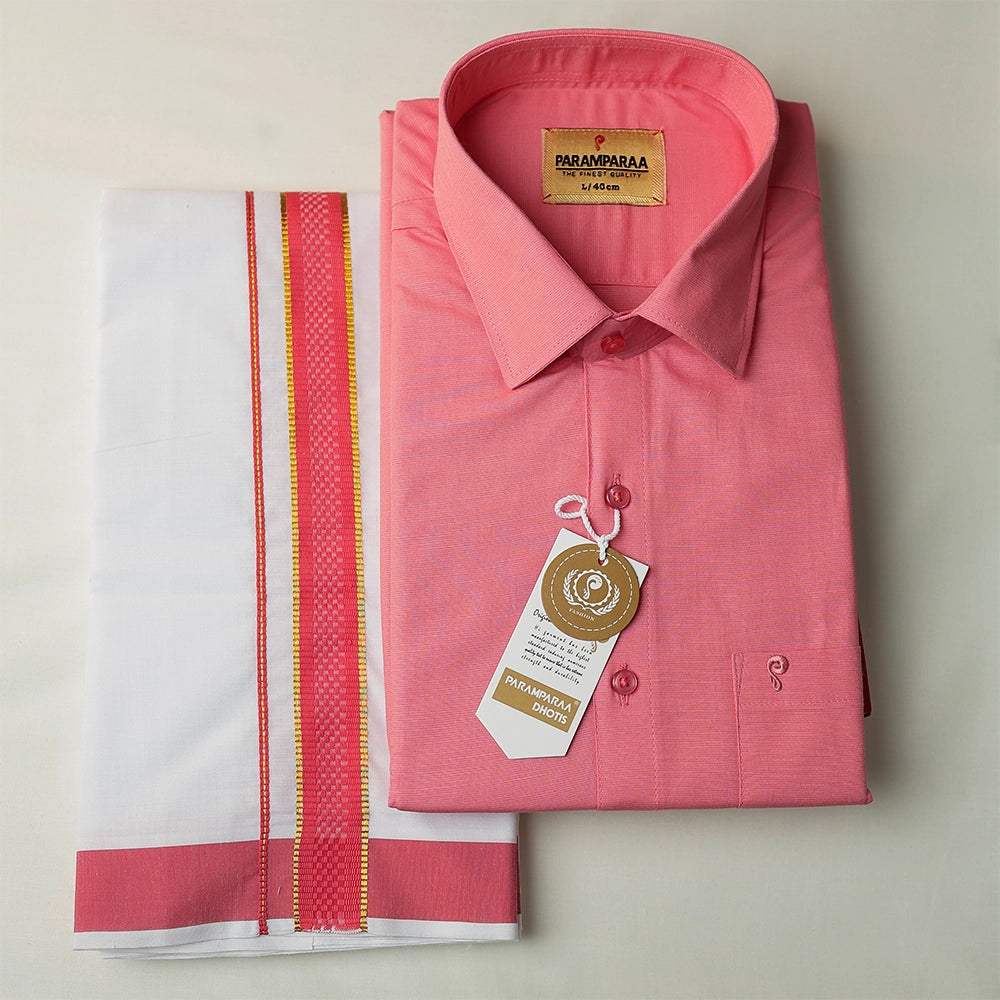 Aarambam Cotton Special Azaliea Mens shirt and Dhotis -  -  Paramparaa Dhotis