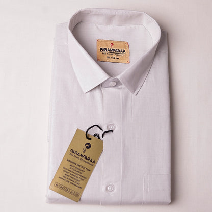 Aarambam Cotton White Mens shirt and Dhotis -  -  Paramparaa Dhotis