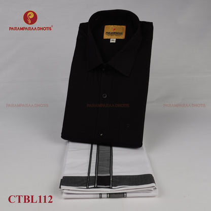 Aarambam Cotton black Mens shirt and Dhotis -  -  Paramparaa Dhotis