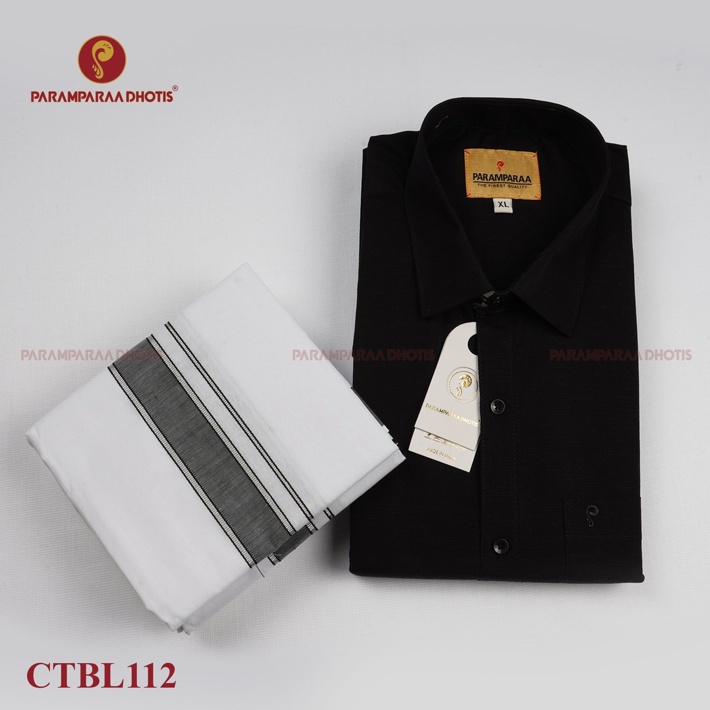 Aarambam Cotton black Mens shirt and Dhotis -  -  Paramparaa Dhotis