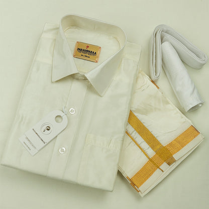 Aishwaryam  Cream Mens shirt and Dhotis -  -  Paramparaa Dhotis