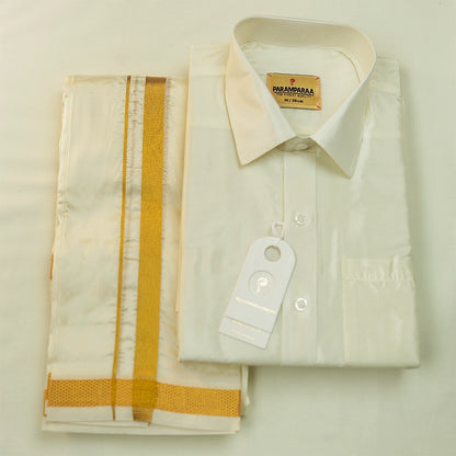 Aishwaryam  Cream Mens shirt and Dhotis -  -  Paramparaa Dhotis