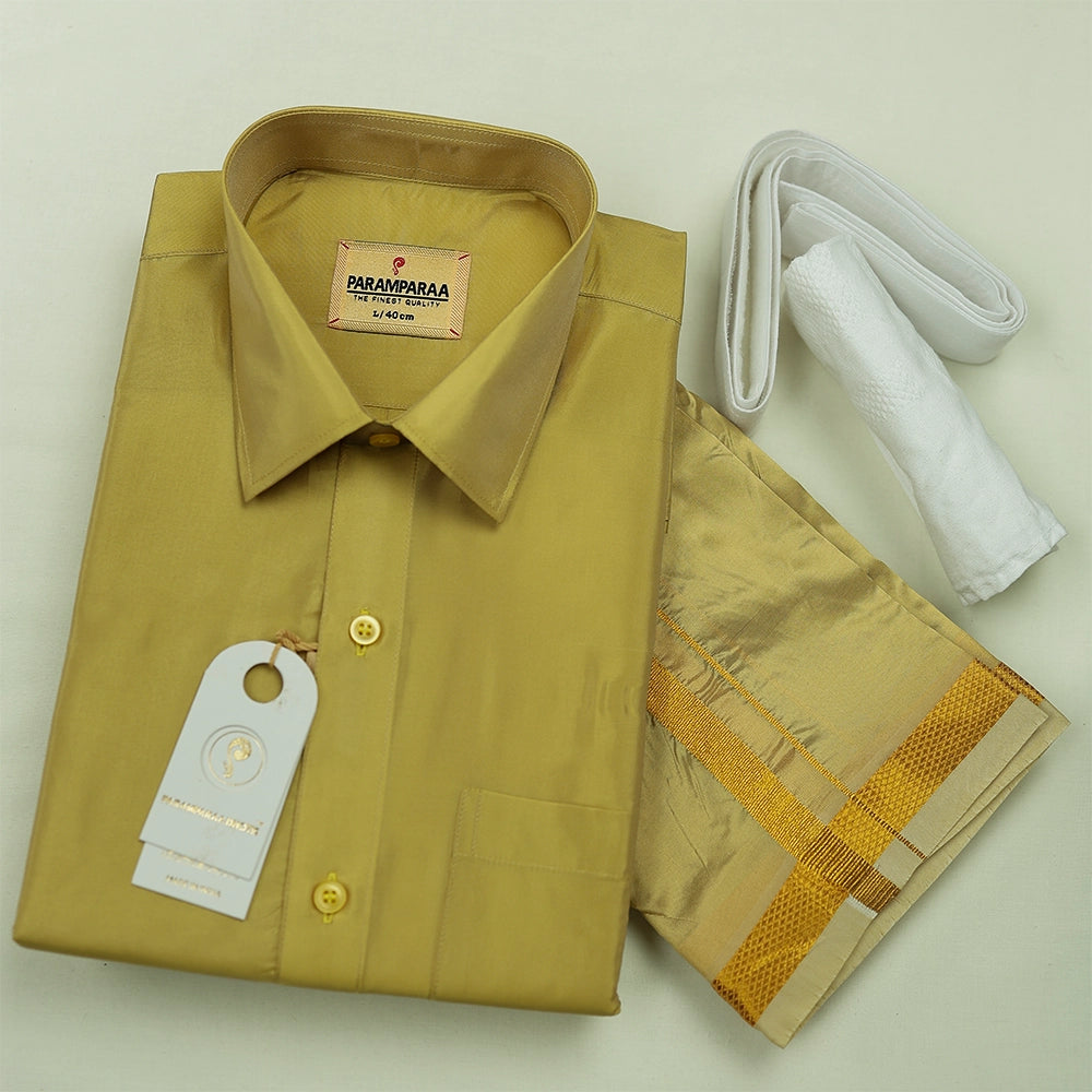 Aishwaryam Gold zari Mens shirt and Dhotis -  -  Paramparaa Dhotis