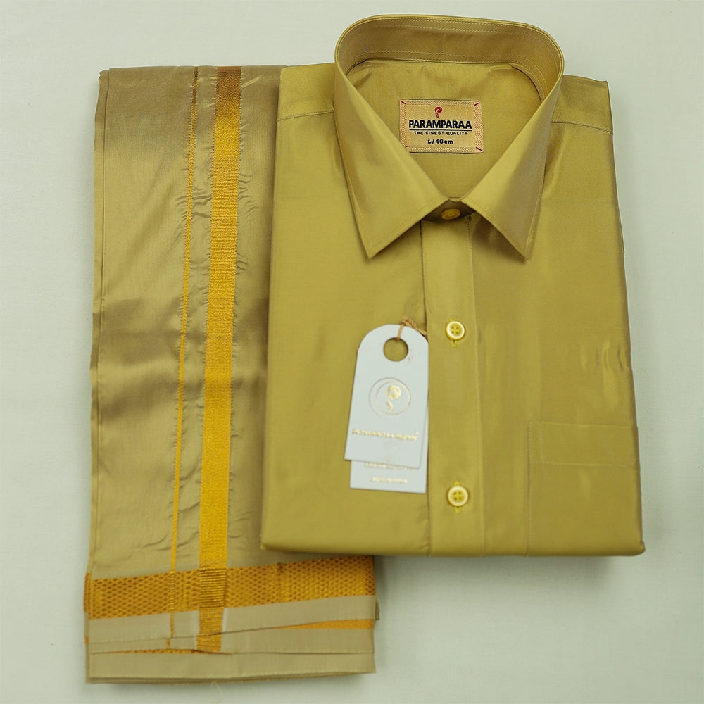 Aishwaryam Gold zari Mens shirt and Dhotis -  -  Paramparaa Dhotis