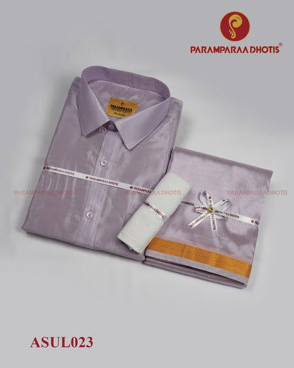 Aishwaryam Mens Ultra Voilet shirt and Dhotis -  -  Paramparaa Dhotis
