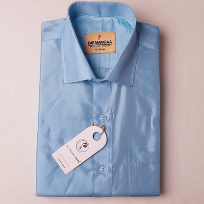 Aishwaryam Sky blue Mens shirt and Dhotis -  -  Paramparaa Dhotis