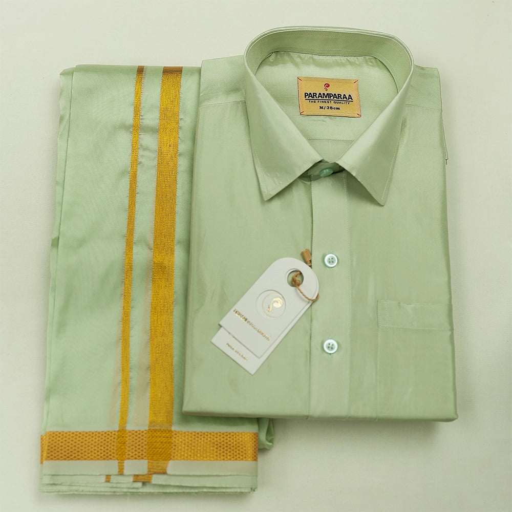 Aishwaryam marine grey Mens shirt and Dhotis -  -  Paramparaa Dhotis