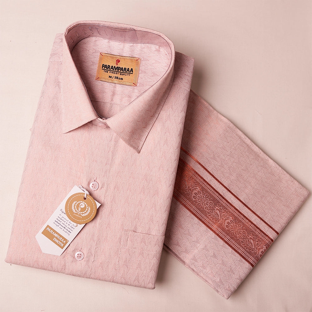 Anugraha Tissue Emboss cop Arrow Mens shirt and Dhotis -  -  Paramparaa Dhotis