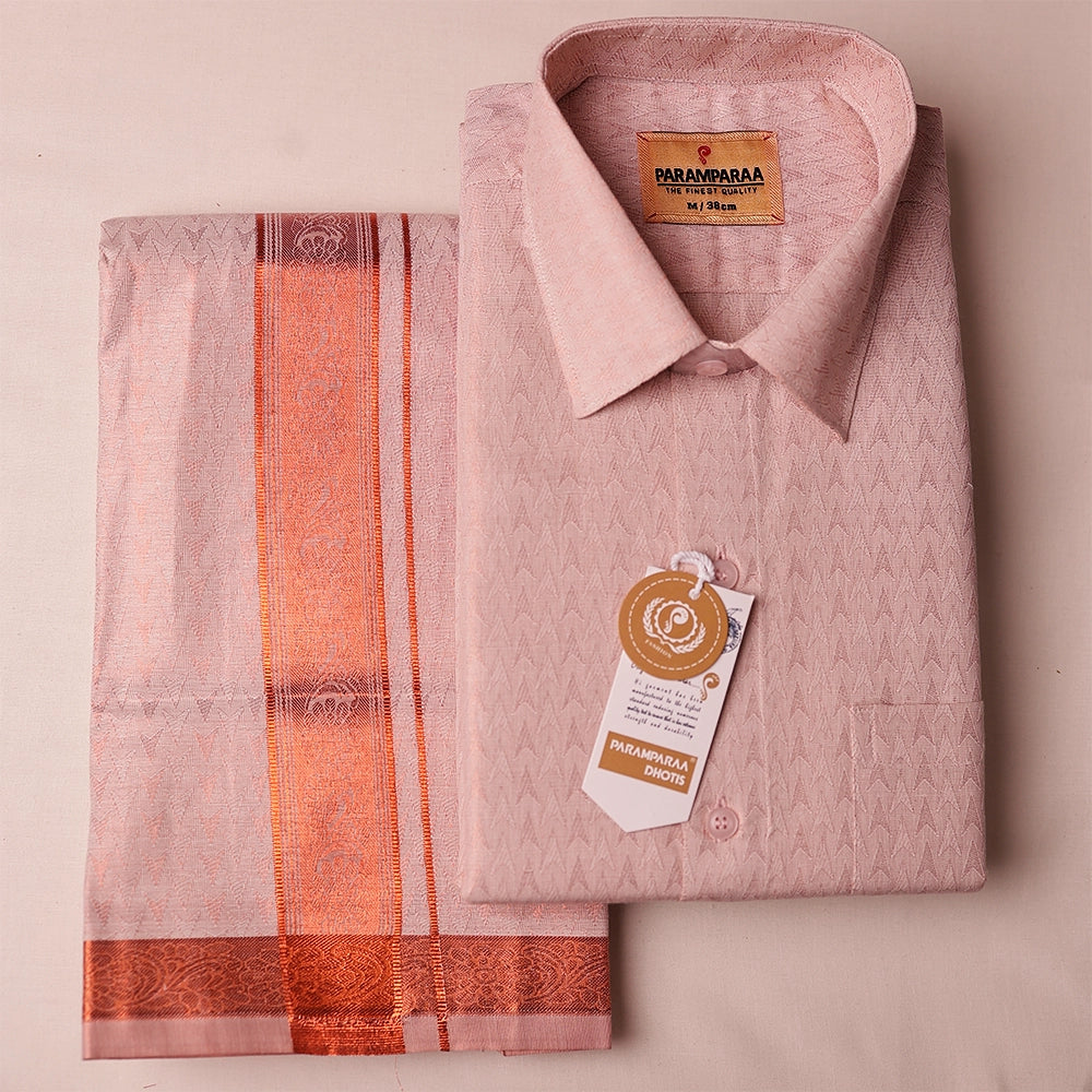 Anugraha Tissue Emboss cop Arrow Mens shirt and Dhotis -  -  Paramparaa Dhotis