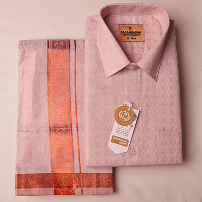 Anugraha Tissue Emboss cop Arrow Mens shirt and Dhotis -  -  Paramparaa Dhotis