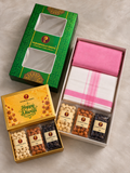 Diwali Special Pink Cotton Shirt Fabric, Dhoti & Nuts Combo