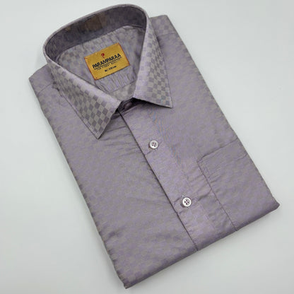 Art Silk Embossed Mens shirt Polo Voilet