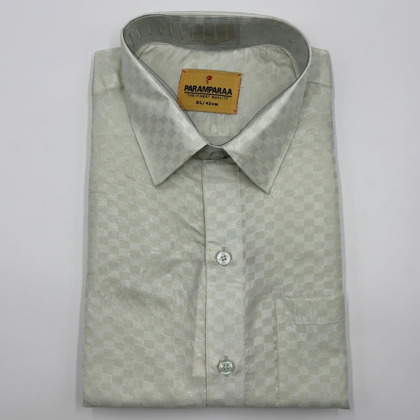 Art Silk Embossed Mens shirt  White Gray