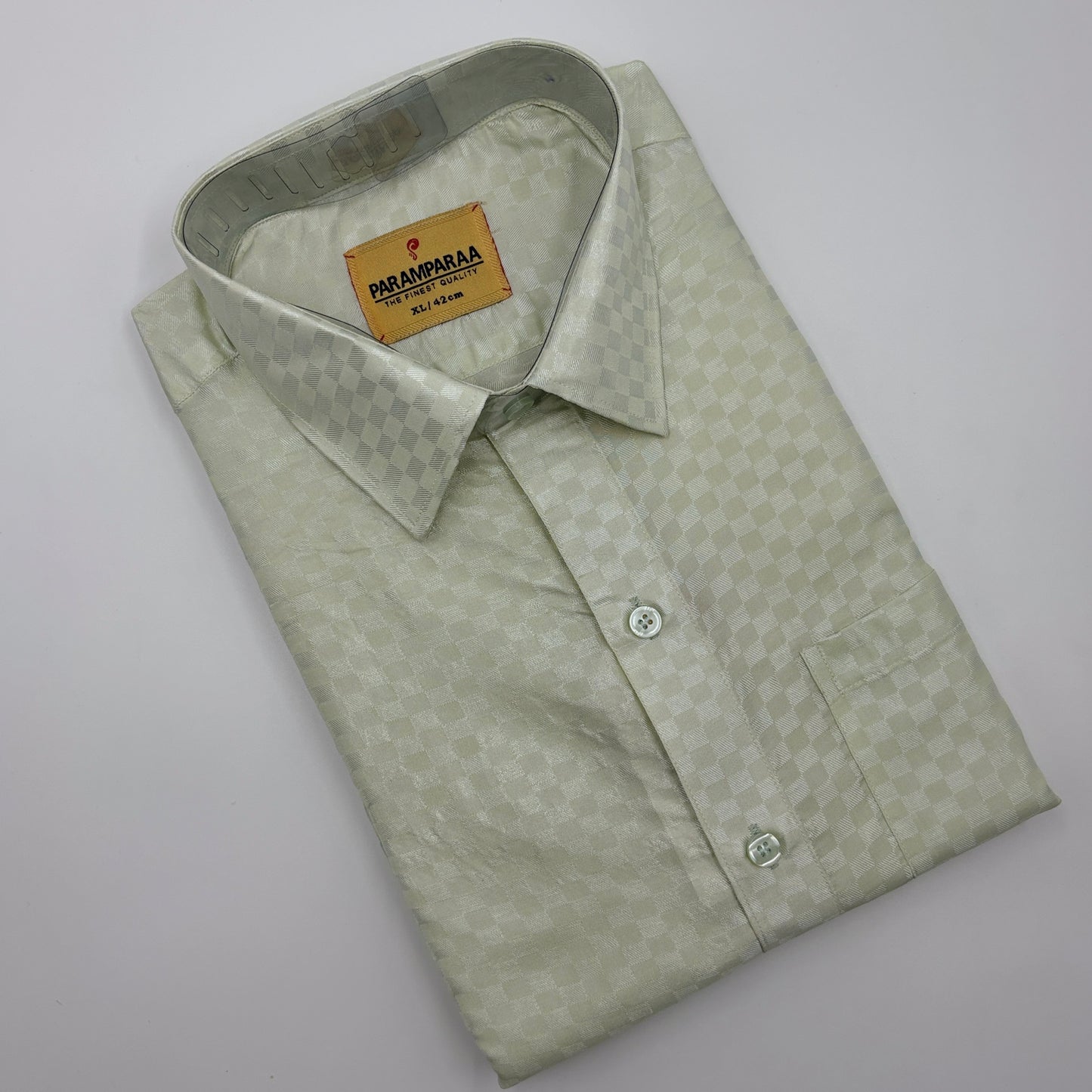 Art Silk Embossed Mens shirt  White Gray