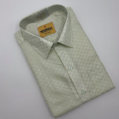 Art Silk Embossed Mens shirt  White Gray