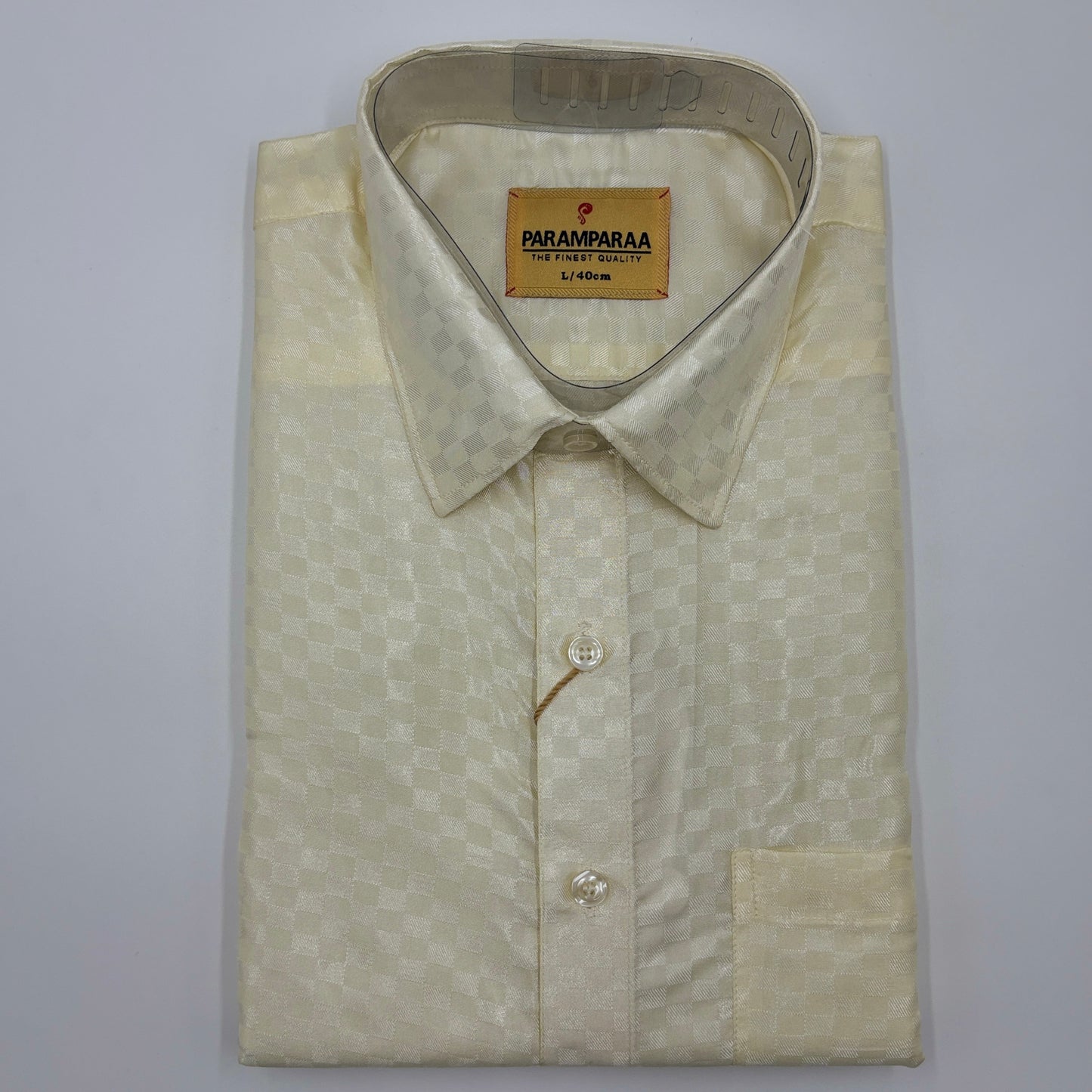 Art Silk Embossed Mens shirt Cream