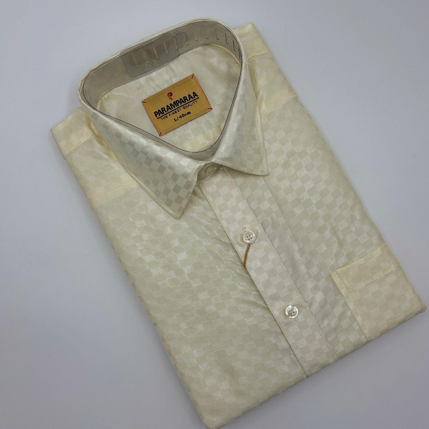 Art Silk Embossed Mens shirt Cream
