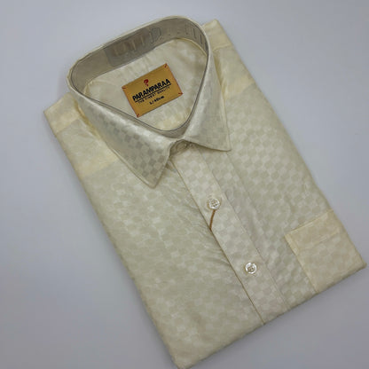 Art Silk Embossed Mens shirt Cream