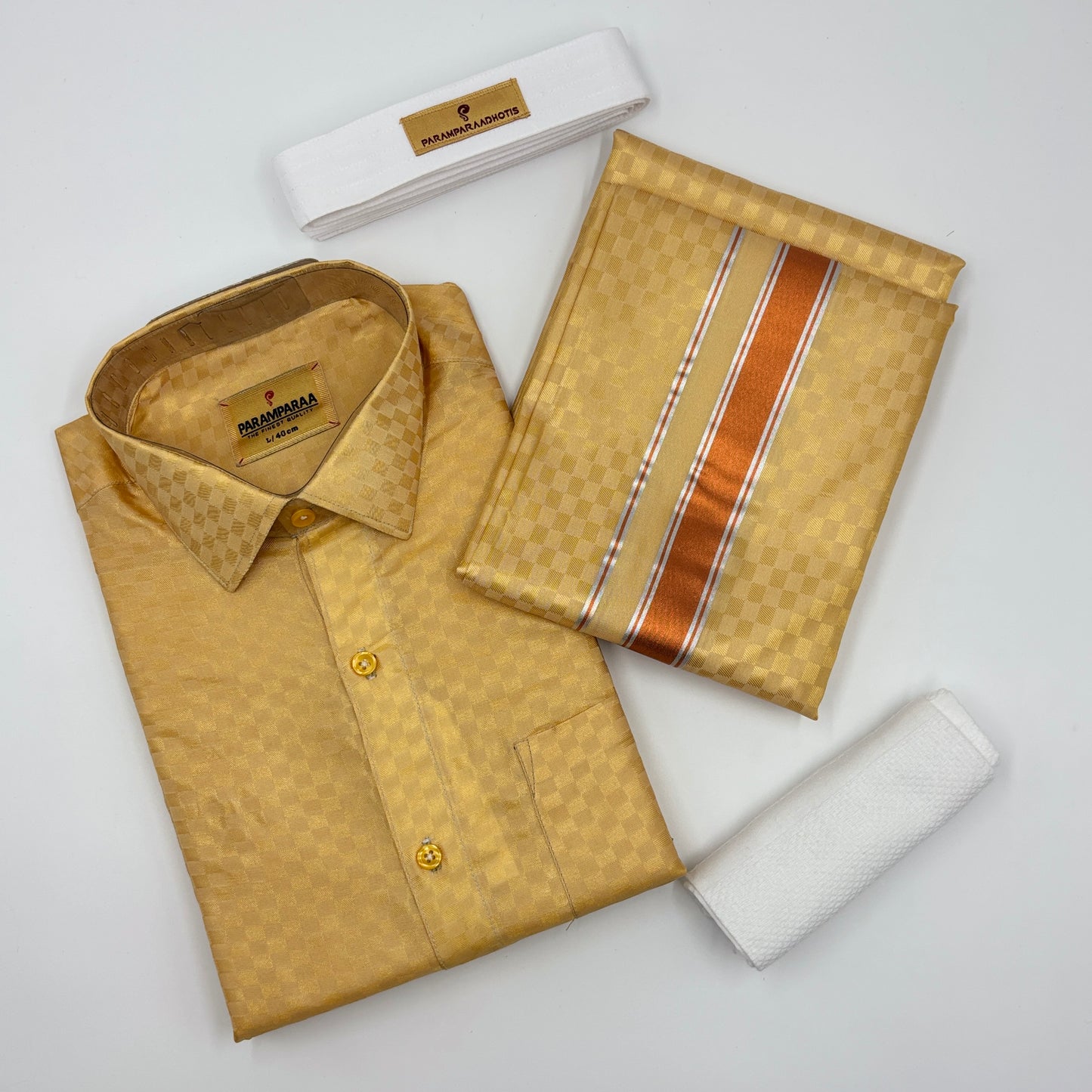Art Silk Embossed Mens shirt and Dhotis  Gazel