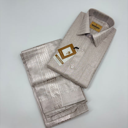 Anugraha Tissue  Silver Emboss  Mens shirt and Dhoti