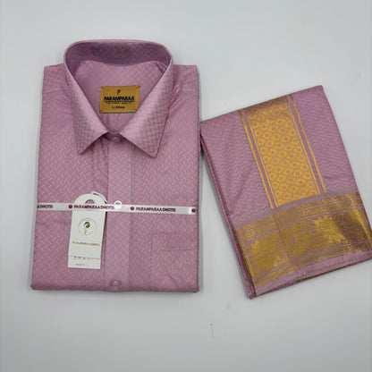 Manam Juquard wave Pink Rose  Mens shirt and Dhotis