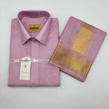 Manam Juquard wave Pink Rose  Mens shirt and Dhotis