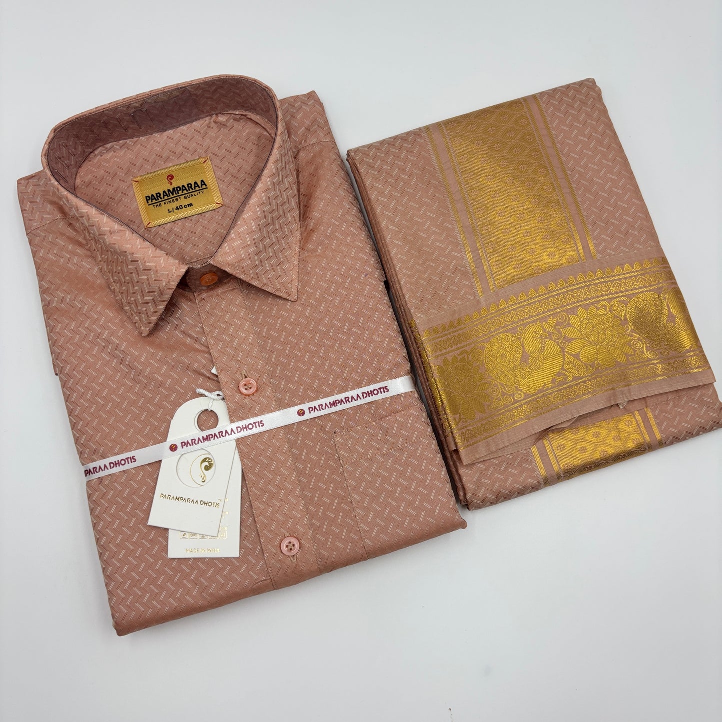 Manam Juquard wave Copper Mens shirt and Dhotis