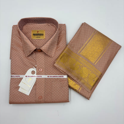 Manam Juquard wave Copper Mens shirt and Dhotis