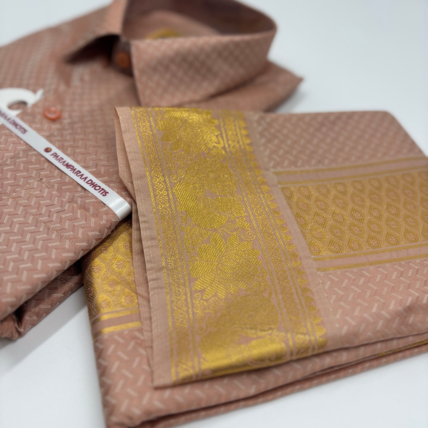 Manam Juquard wave Copper Mens shirt and Dhotis