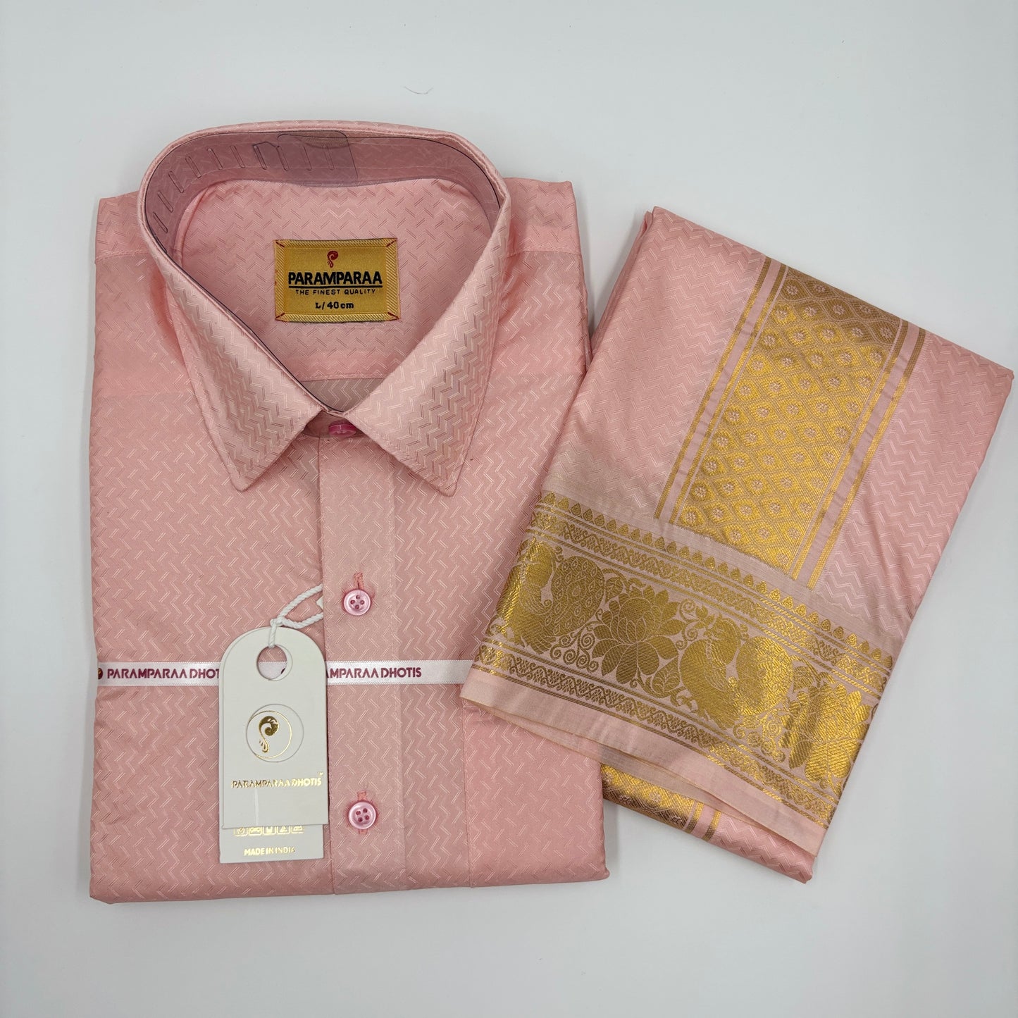 Manam Juquard Wave L.Rose Mens shirt and Dhotis