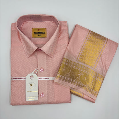 Manam Juquard Wave L.Rose Mens shirt and Dhotis