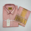 Art Silk Jacquard  Wave Light Rose Mens shirt and Dhotis