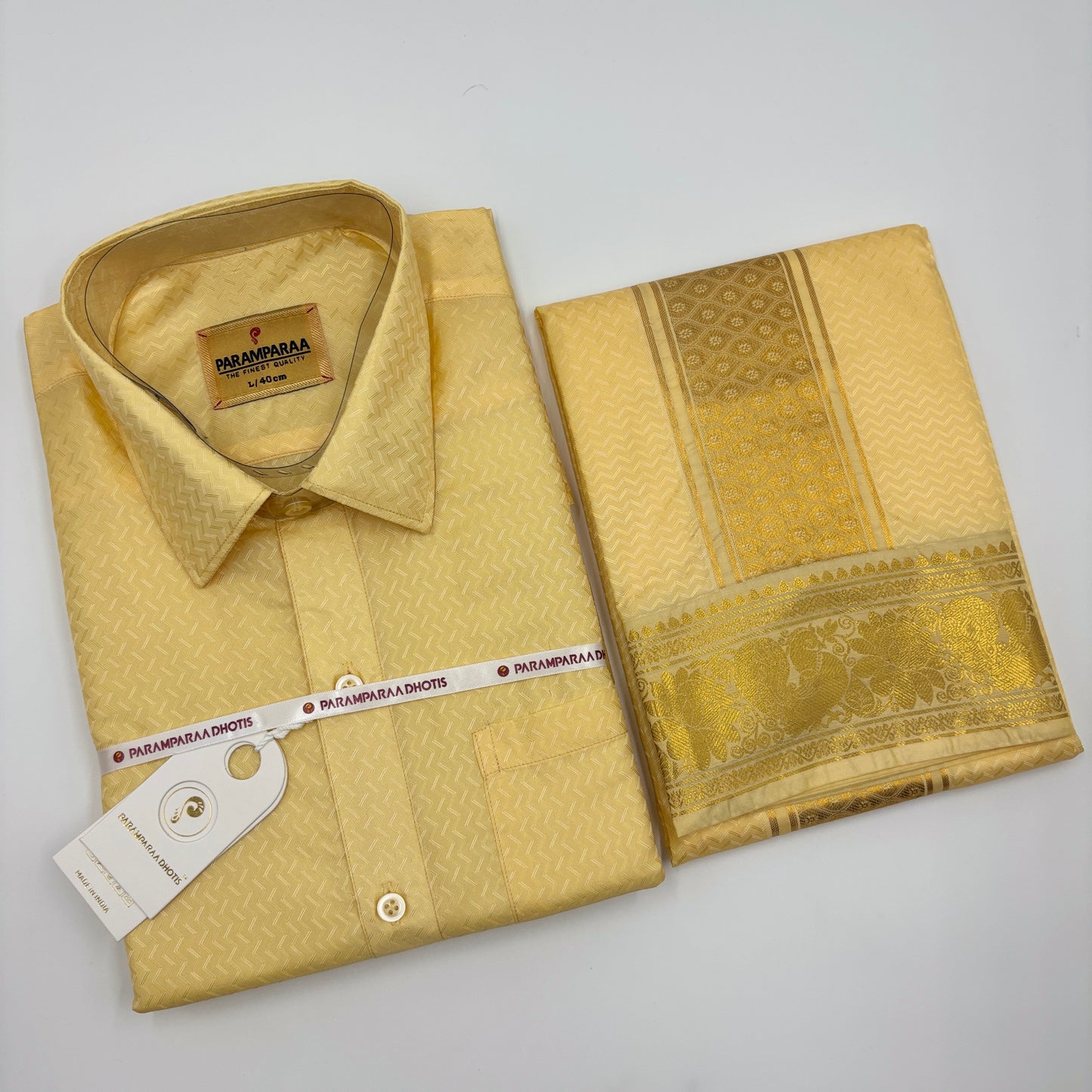 Manam Juquard wave Mango  Mens shirt and Dhotis