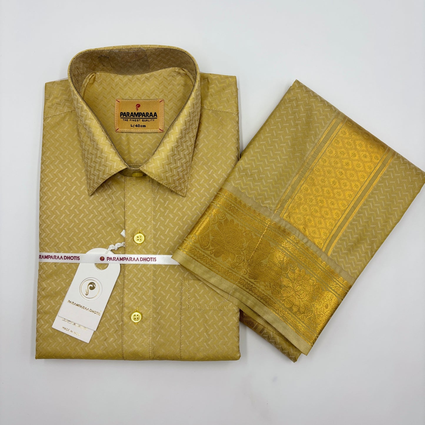 Manam Juquard wave Jari Gold  Mens shirt and Dhotis