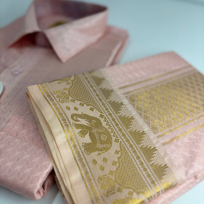 Manam Juquard wave L.Rose  Mens shirt and Dhotis