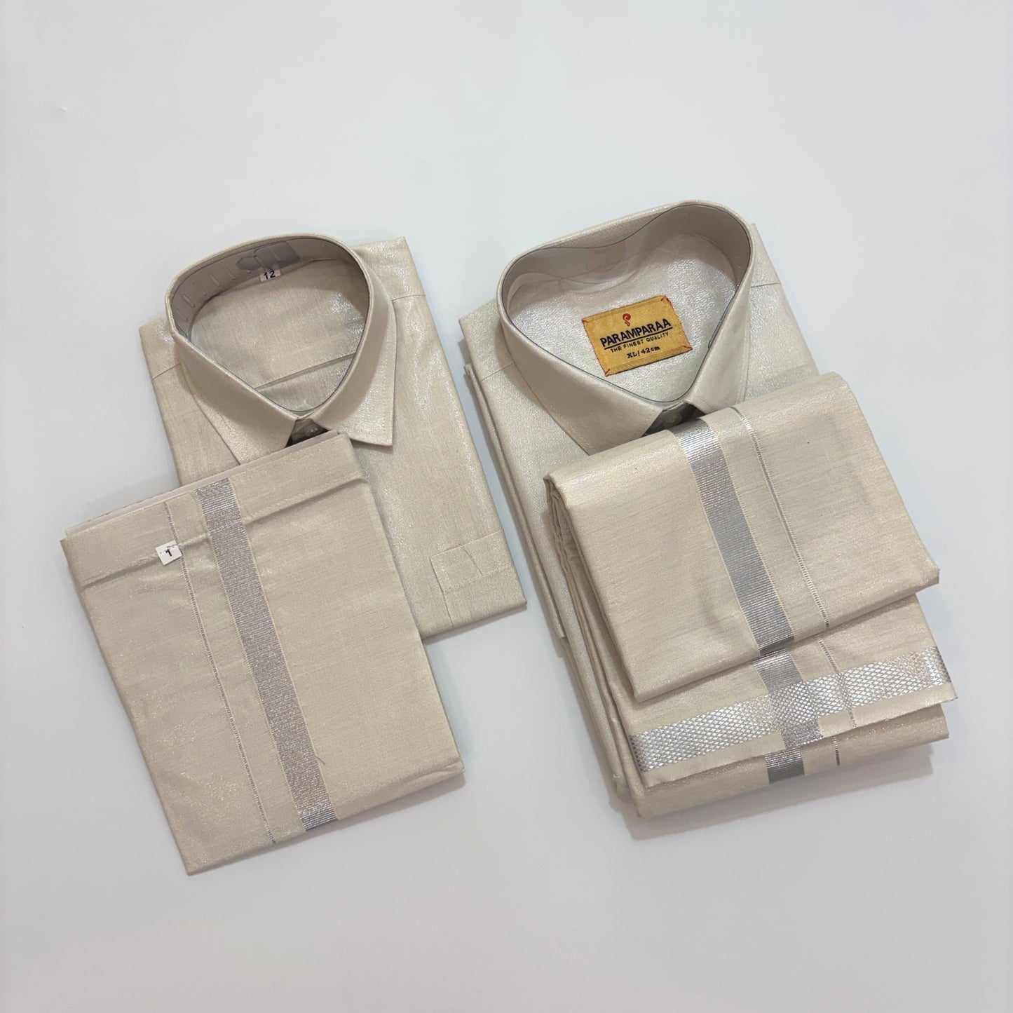 Swarna Tissue Silver  Father & Son Combo