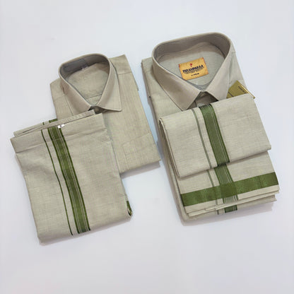 Swarna Tissue Green  Father & Son Combo