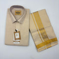 Tissue Emboss Gold  Shield Men's shirt and Dhotis