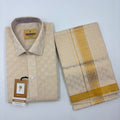 Anugraha Tissue Emboss Gold Triangle Mens shirt and Dhotis