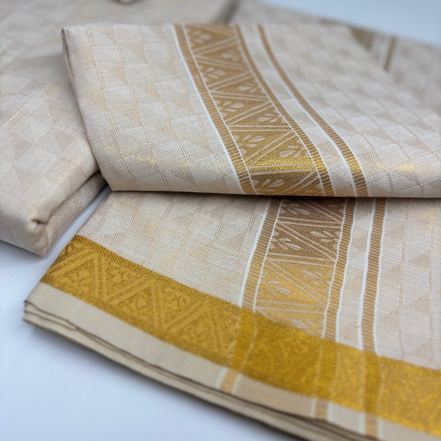 Anugraha Tissue Emboss Gold Triangle Mens shirt and Dhotis