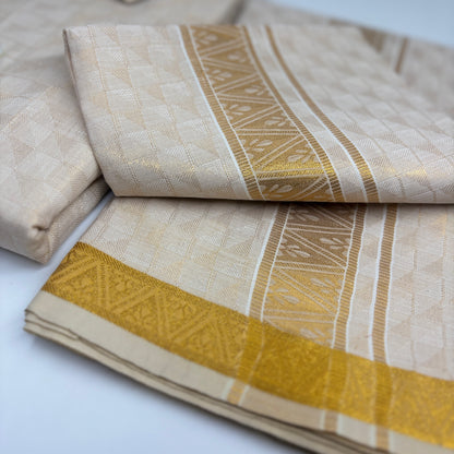 Anugraha Tissue Emboss Gold Triangle Mens shirt and Dhotis