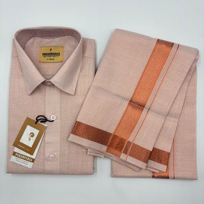 Anugraha Tissue Emboss Copper Pyramid  Mens shirt and Dhotis
